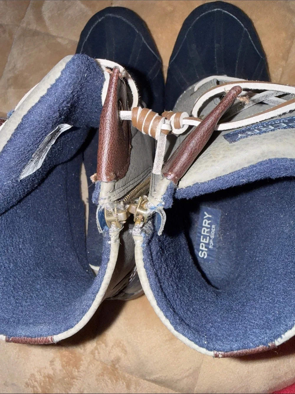 Sperry Women's Navy and Gray Waterproof Lace-Up Duck Boots